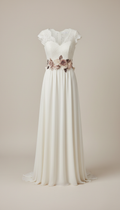 Ivory Petal Bridesmaid Dress with Floral Sash
