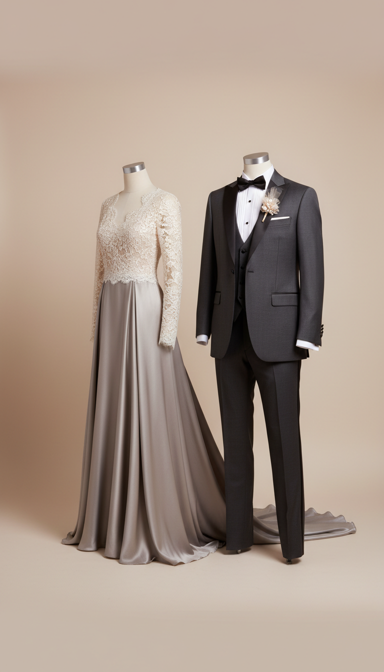 Tailored Tuxedo with Champagne Veil Boutonniere